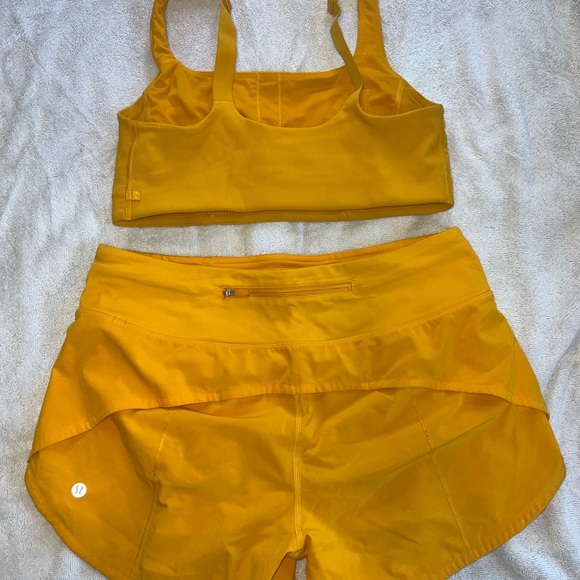 LULULEMON BRA AND SHORT SET clementine color size 8 short size 10 bra - Picture 4 of 6